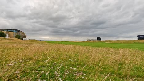 cloudy skies over iconic golf course landscape