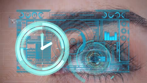 animation of digital interface over female eye