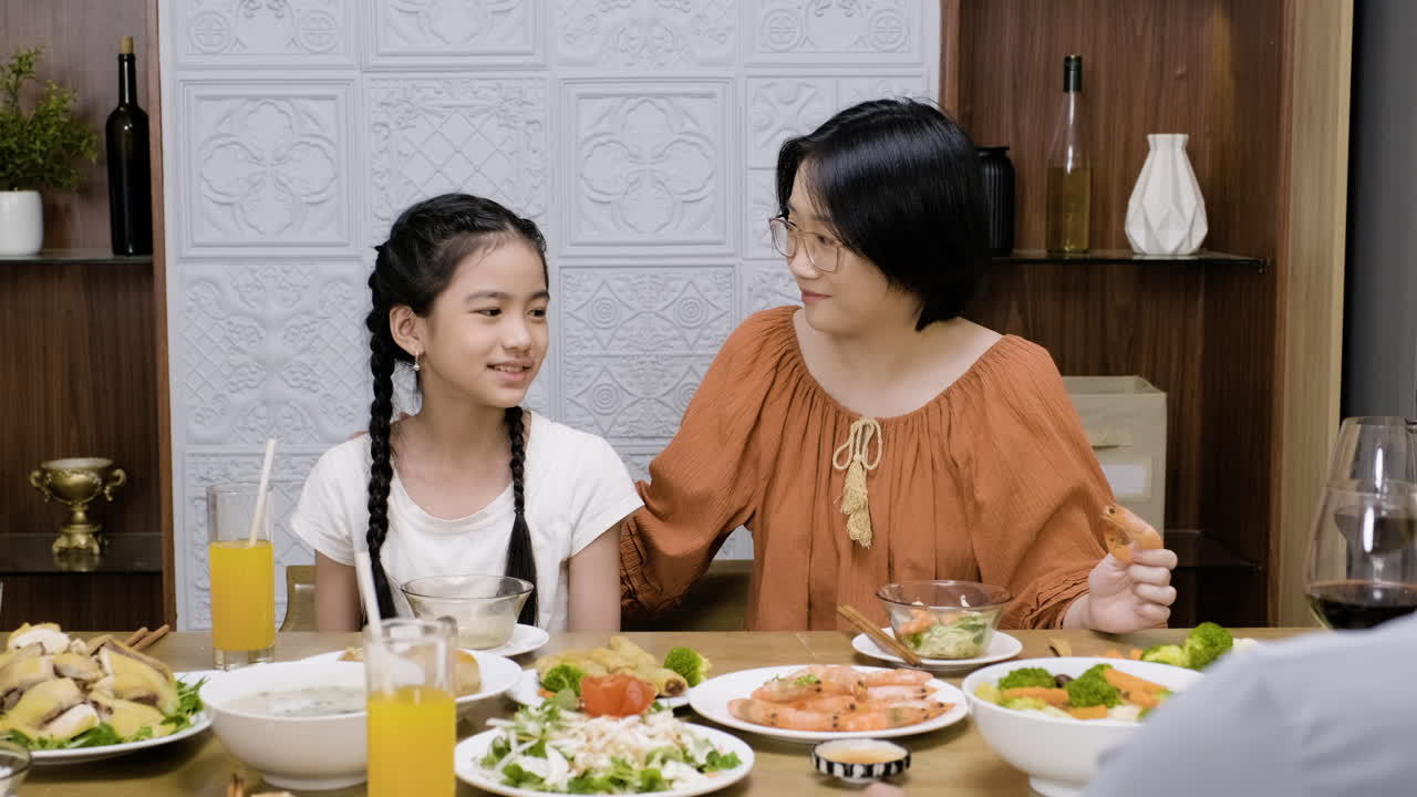 Asian family having lunch.