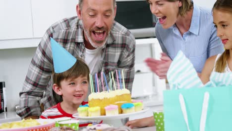 family celebrating birthday