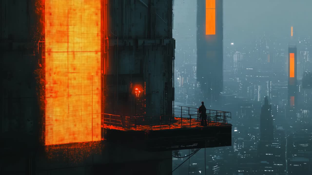 Futuristic Cityscape with a Figure