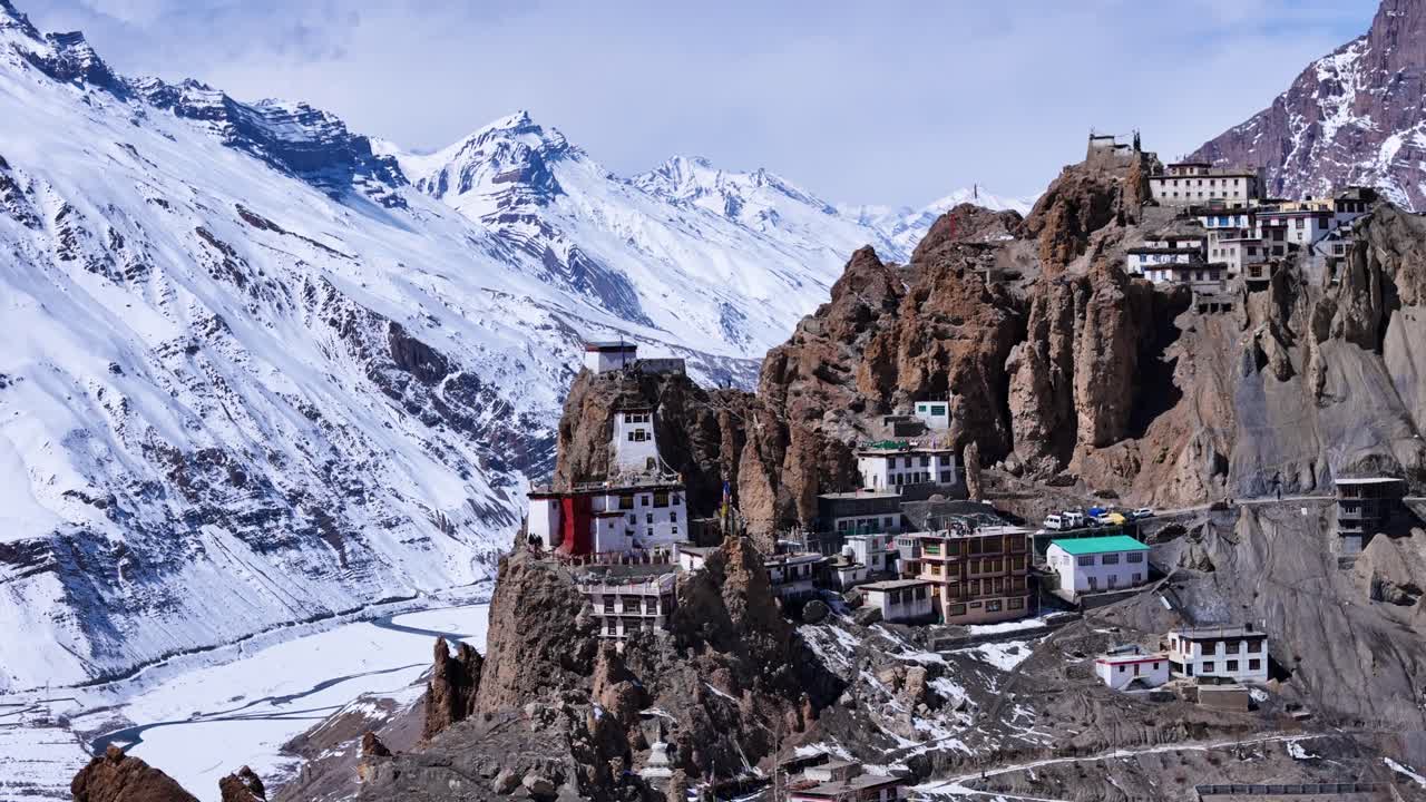 Ladakh Monastery in Snowy Mountains