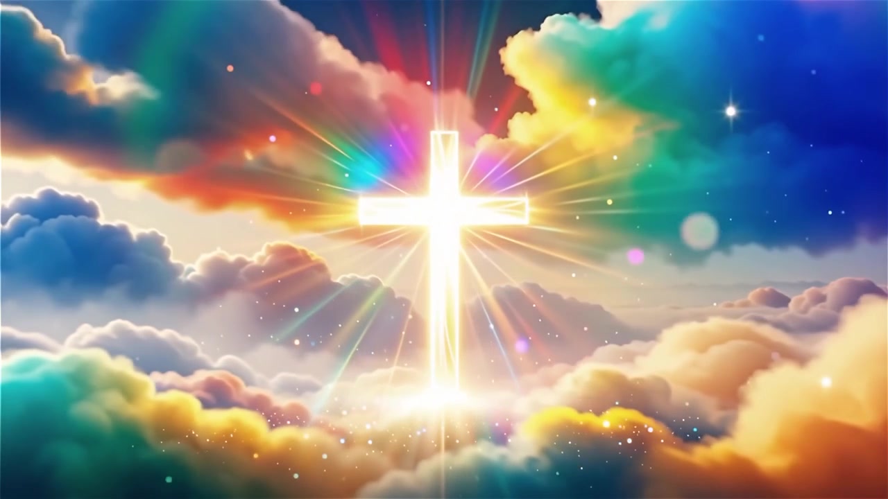 Christian Cross Heavenly Light Worship Background