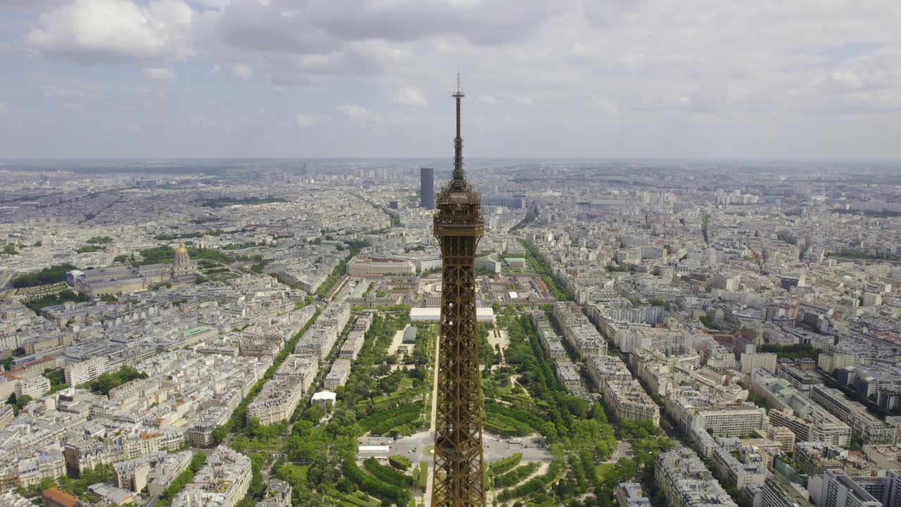 Aerial View of the Eiffel Tower and Paris Cityscape