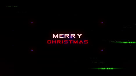 merry christmas with cyberpunk screen and glitch effect