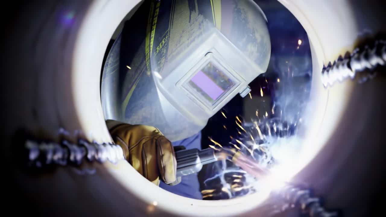 Welder working on a tank