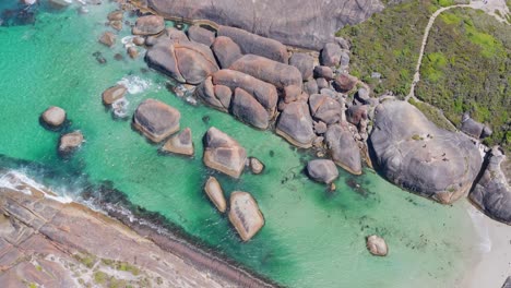 top down shot of elephant rocks in denmark, western australia