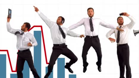 series of jumping businessman in slow motion