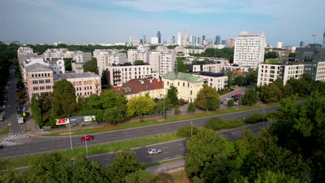 panoramic aerial view of warsaw skyline in daytime