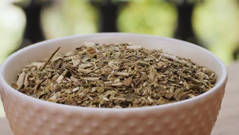 dried yerba mate in a bowl