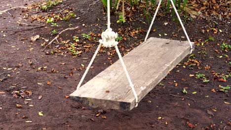 wooden swing in the garden