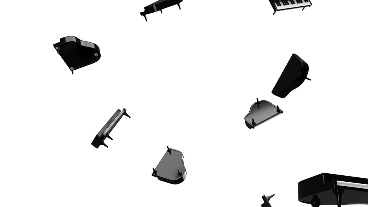 바탕에 비행하는 검은 피아노.