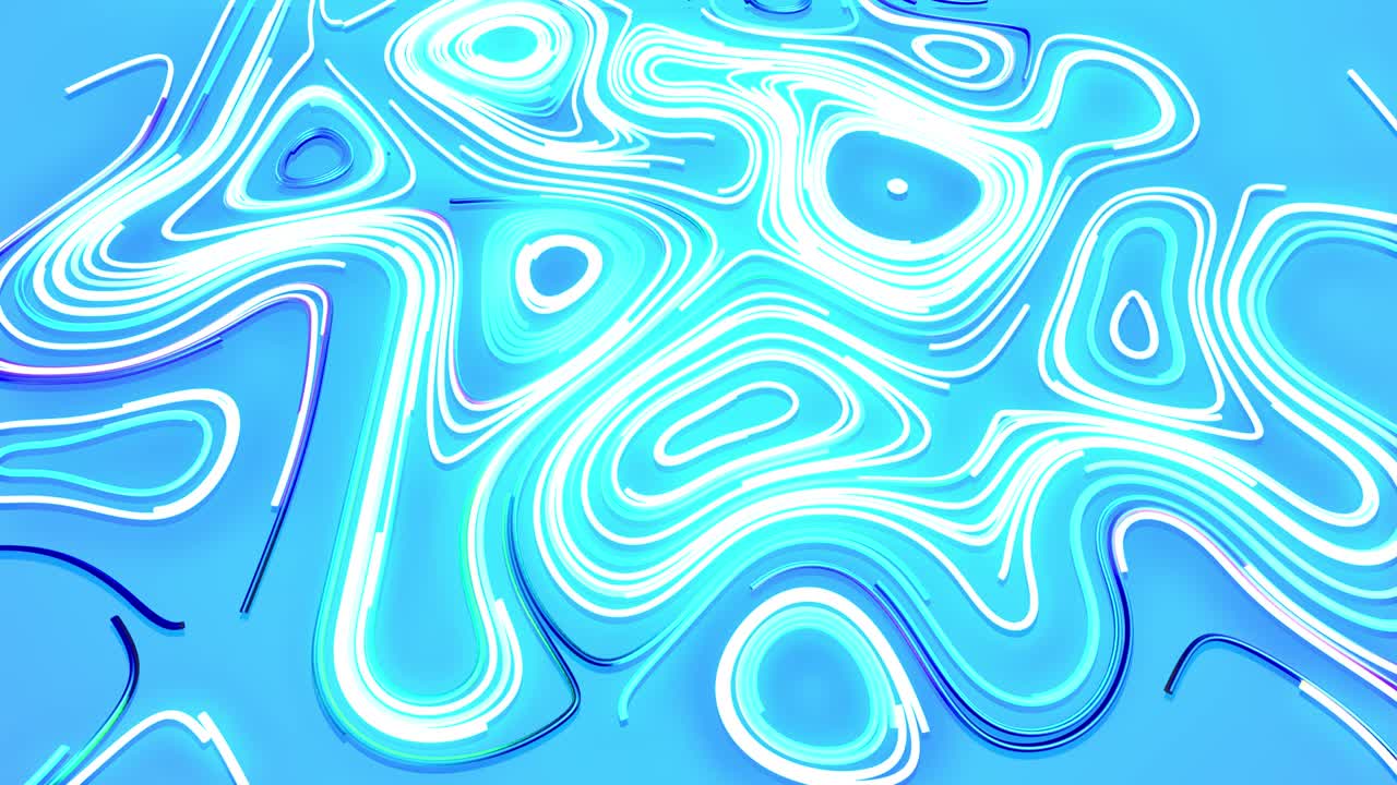 평면에 구부러진 선의 다채로운 플래시. 4k 추상적인 루프 배경과 선. 추상적인 경쟁 신경 네트워크 또는 ai. 평면에 장미처럼 네온 조명을 실행. 알파 채널로 루마 매트.