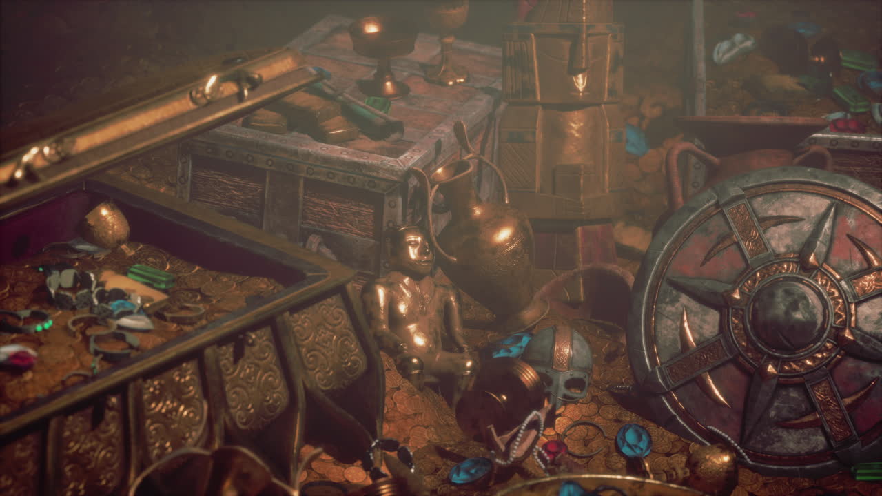 고대 금 보물 상자