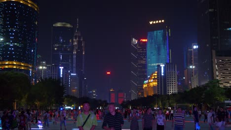 hora de la noche ciudad de guangzhou abarrotada centro panorama 4k china