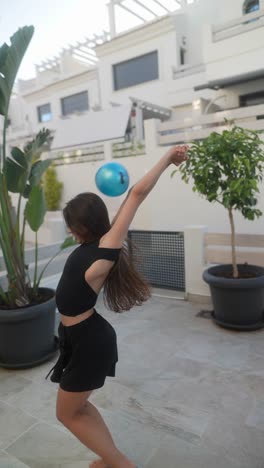 woman stretching outdoors