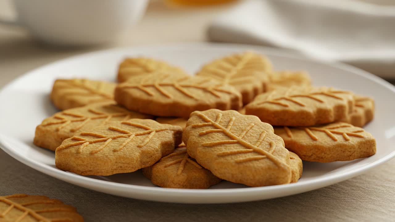 Plate of Delicious Leaf-Shaped Cookies