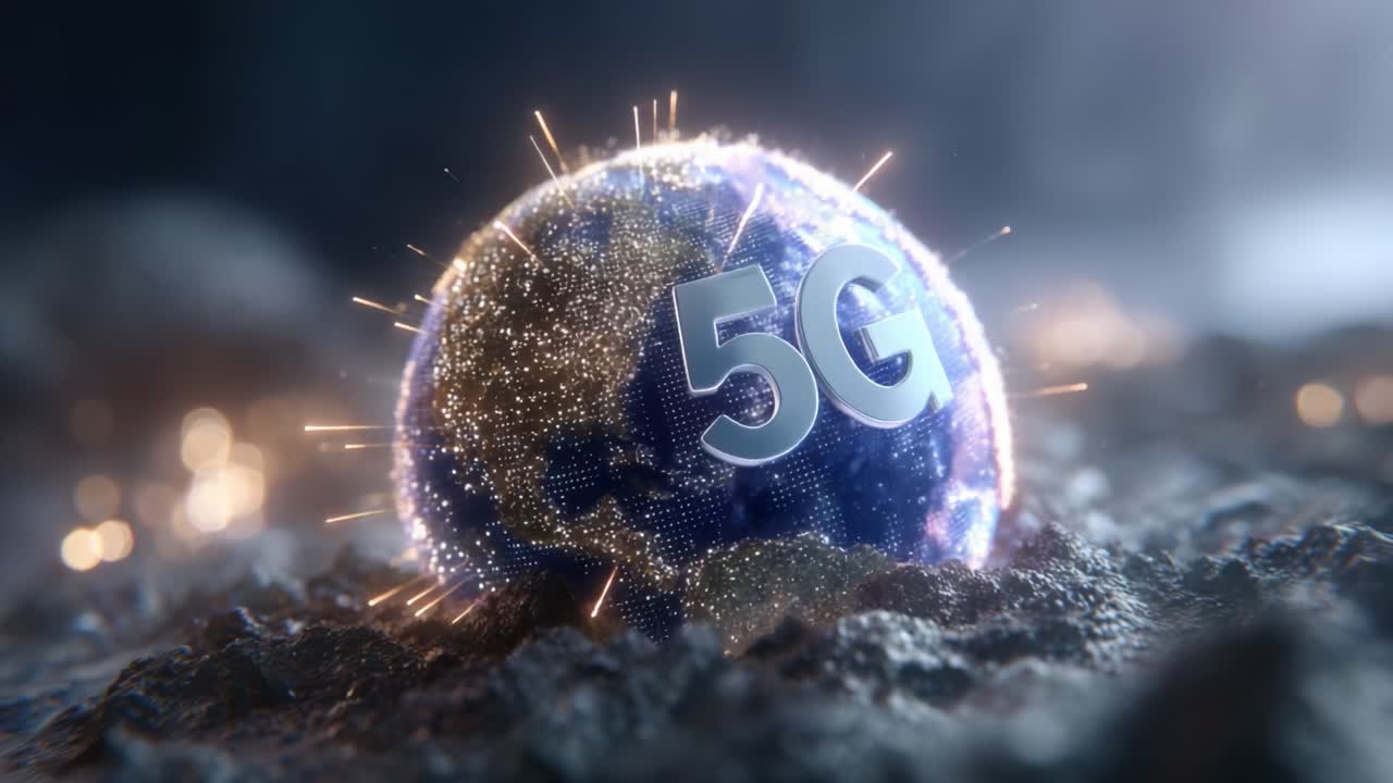 Vibrant Visual of a Global Network: An Artistic Representation of a Globe Surrounded by the Concept of 5G Connectivity and Technological Advancement