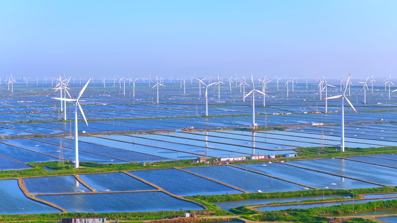 Aerial photography of wind turbines generating electricity, clean new energy, green energy, wind turbine power generation，Windmill for power generation