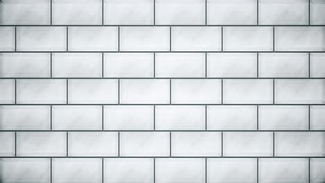 los ladrillos blancos abstractos aparecen caóticamente y forman una pared sobre un fondo gris, monocromático. animación. rectángulo blanco en muchas filas horizontales