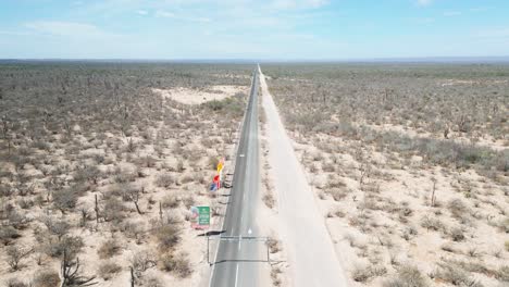 endless desert road in el mogote, baja california sur, captured from above