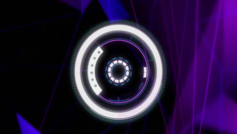 animation of circular scope scanning with purple shapes moving behind on black