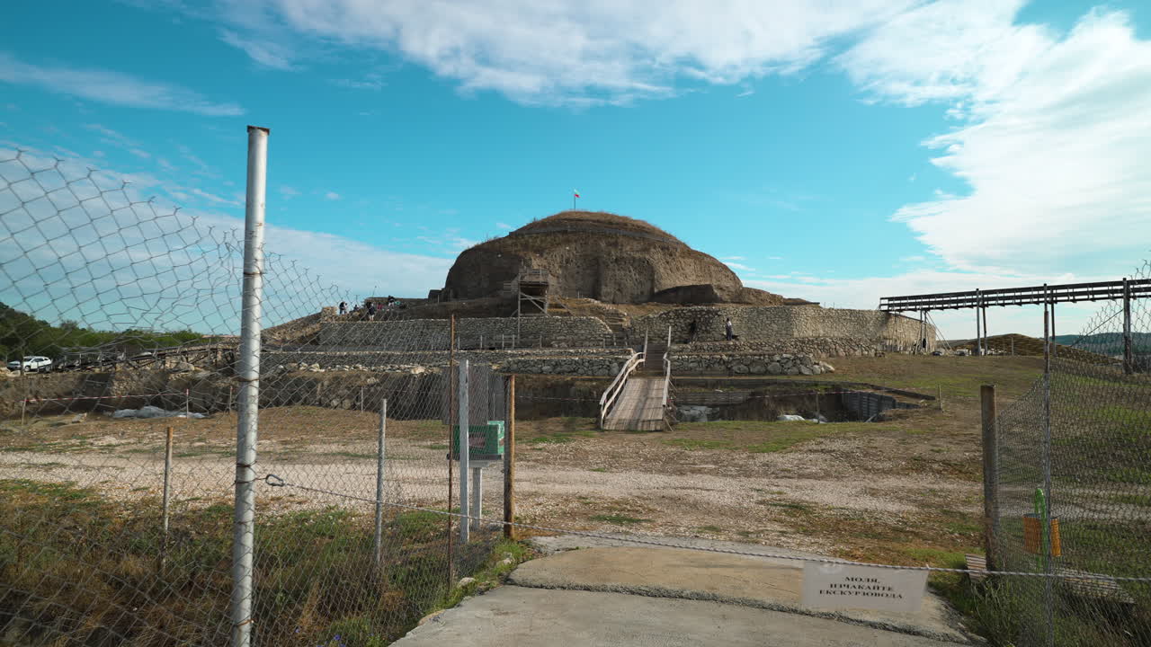 Walking Towards The Solnitsata Prehistoric Town Excavation Site In Provadia, Bulgaria. - POV shot