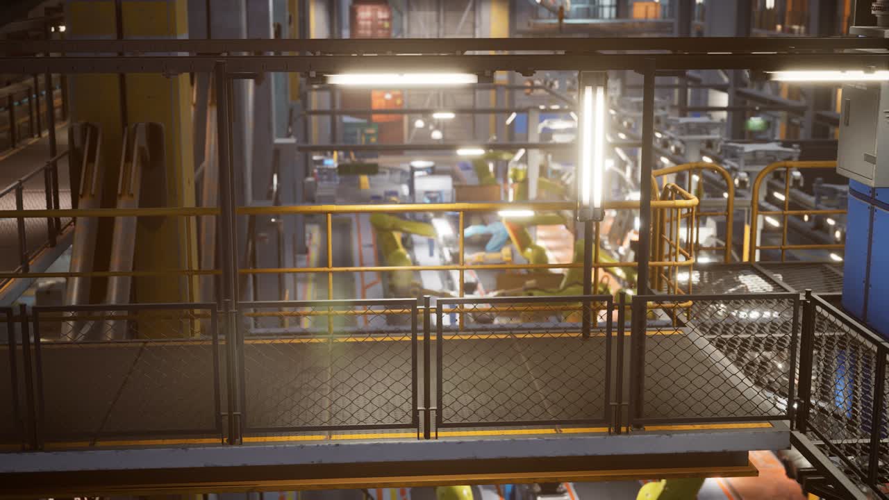 interior de una fábrica de automóviles con una línea de producción