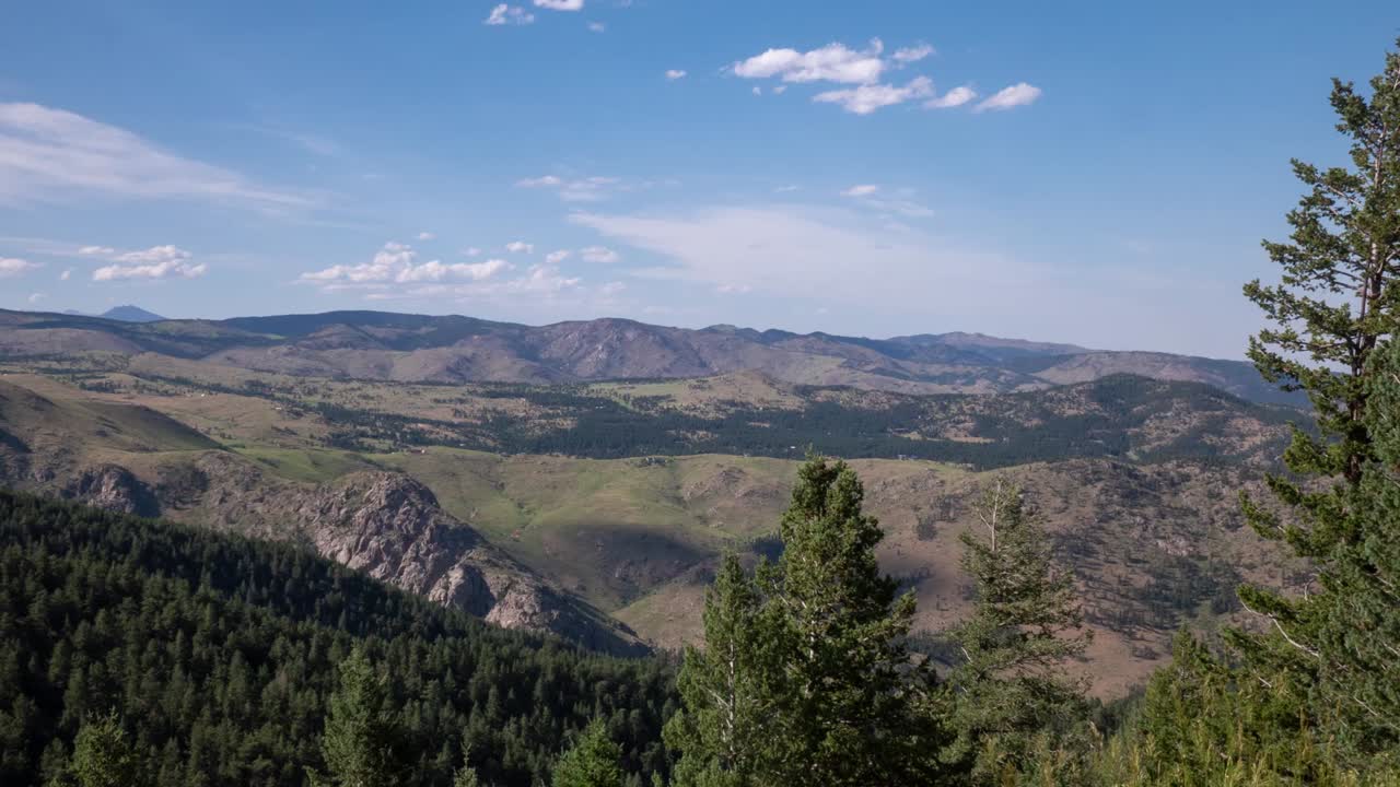 Time lapse of landscape shot of mountains and valleys of Colorado