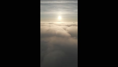 amazing view over clouds at sunset