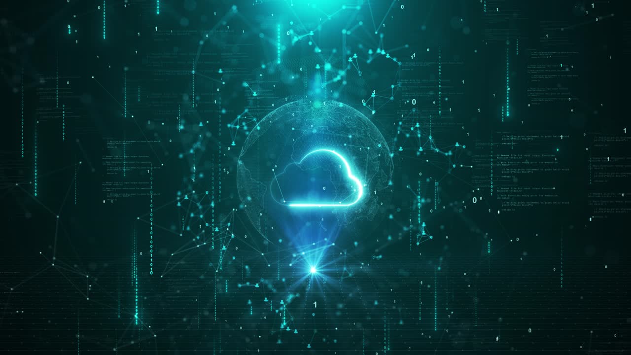 Cloud and edge computing technology data transfer concept cloud icon abstract motion 3d big data