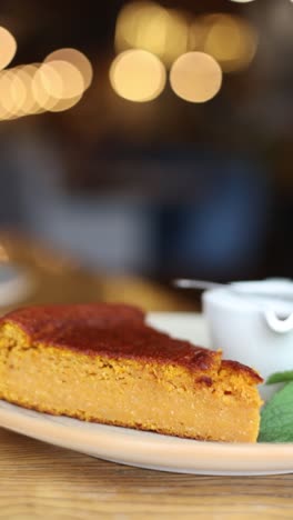 sweet pumpkin pie slice with powdered sugar