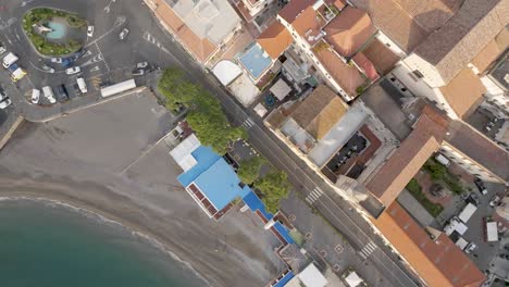 Amalfi,-Italy-Aerial-looking-down-sea-and-city