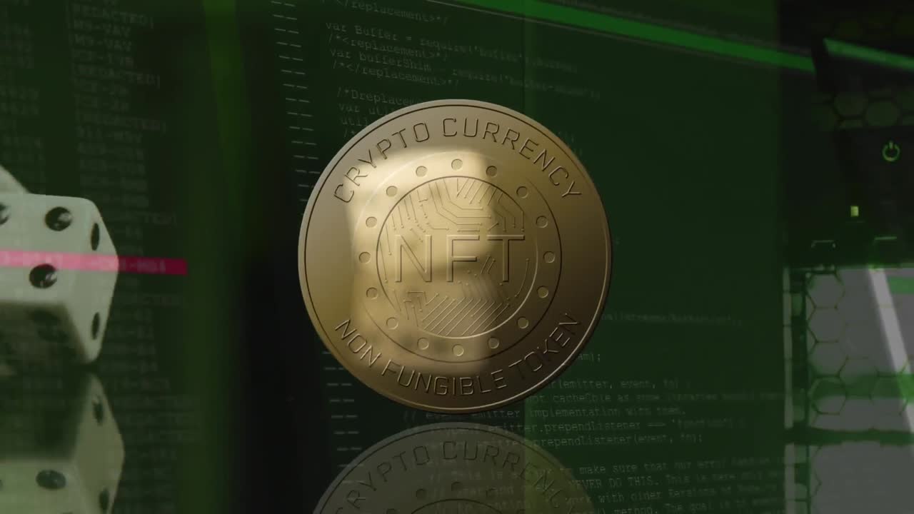 데이타 프로세싱의 애니메이션과 nft 텍스트