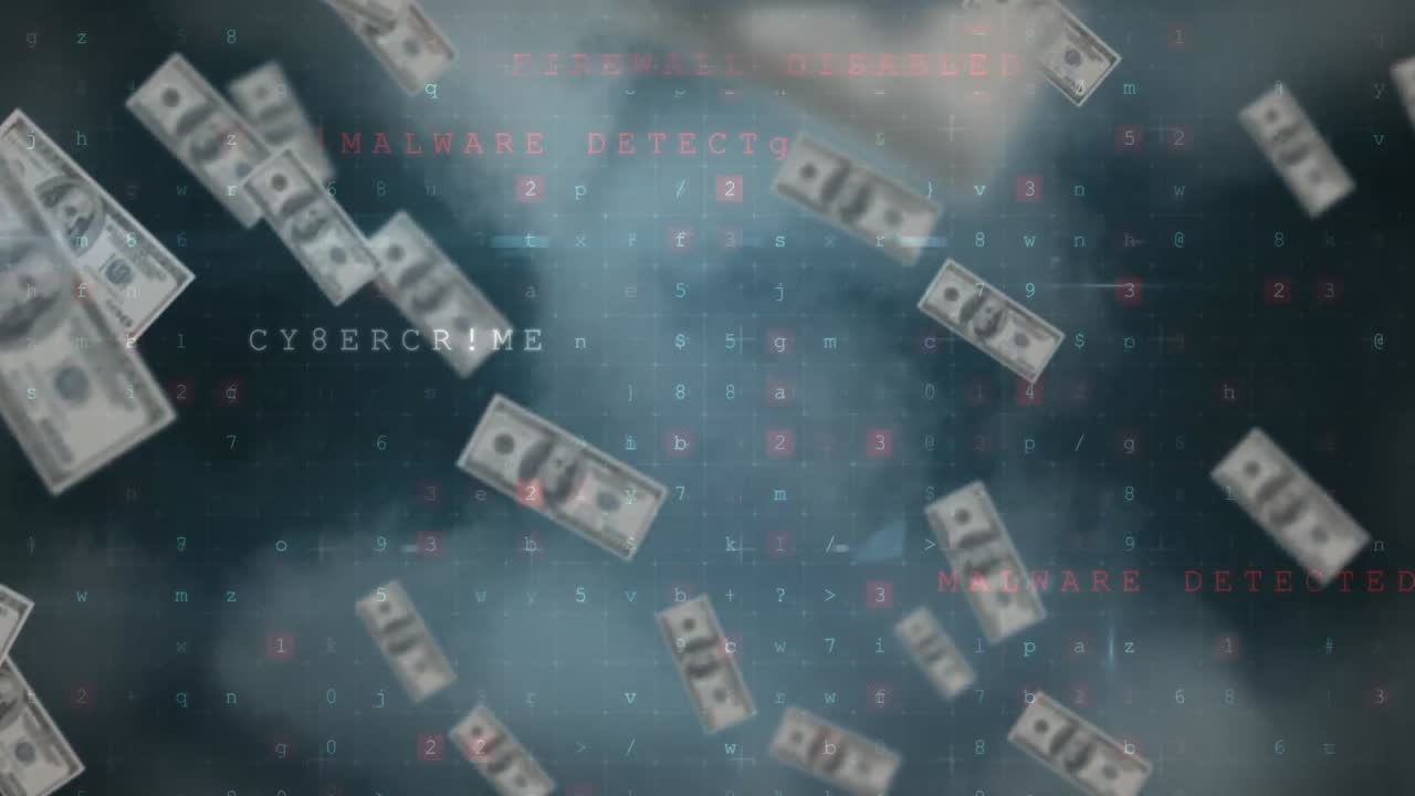 은행권 위에서 움직이는 데이터 처리의 애니메이션