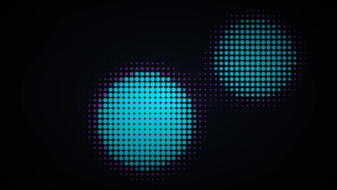 Abstract Motion Graphics with Pulsing Cyan Halftone Circles
