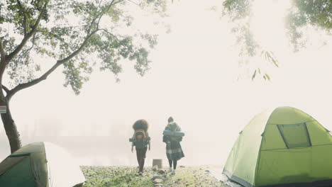 friends, back and hiking in nature