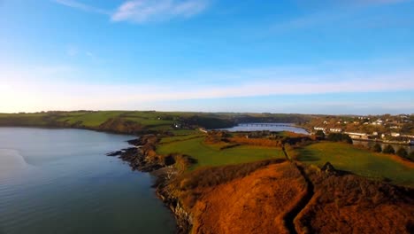 Aerial-view-of-landscape-and-river-4k