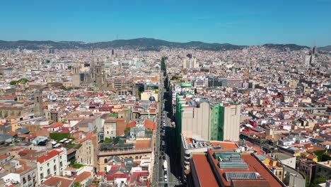 gothic quarter barcelona during a sunny day, aerial view. catalonia, spain