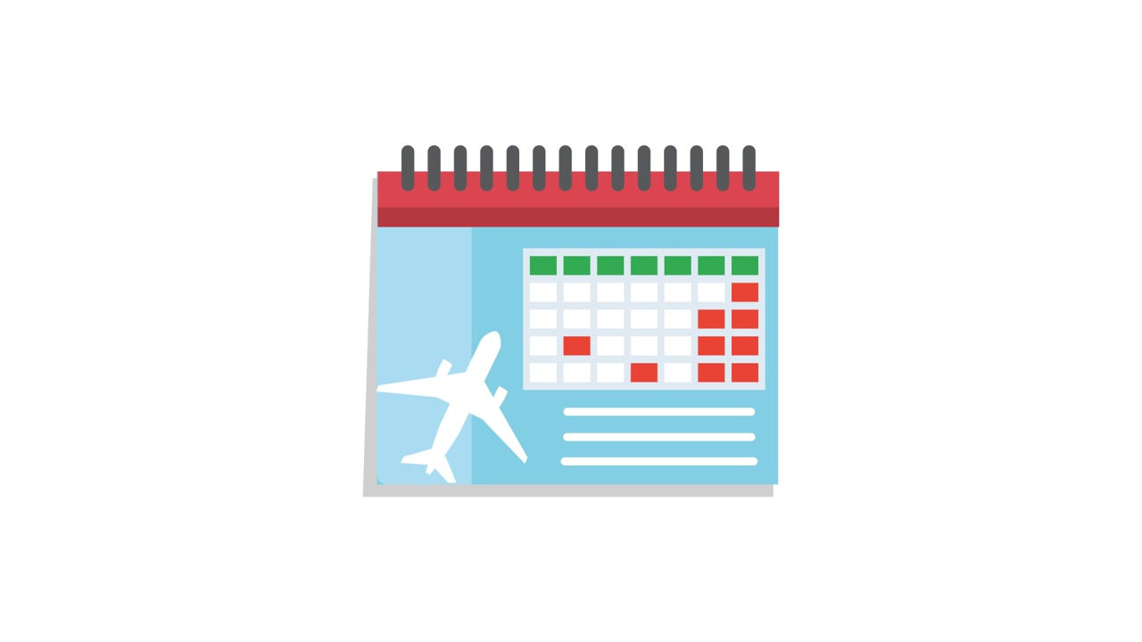 Calendario Animato con Icona Aereo per Prenotazione Viaggi
