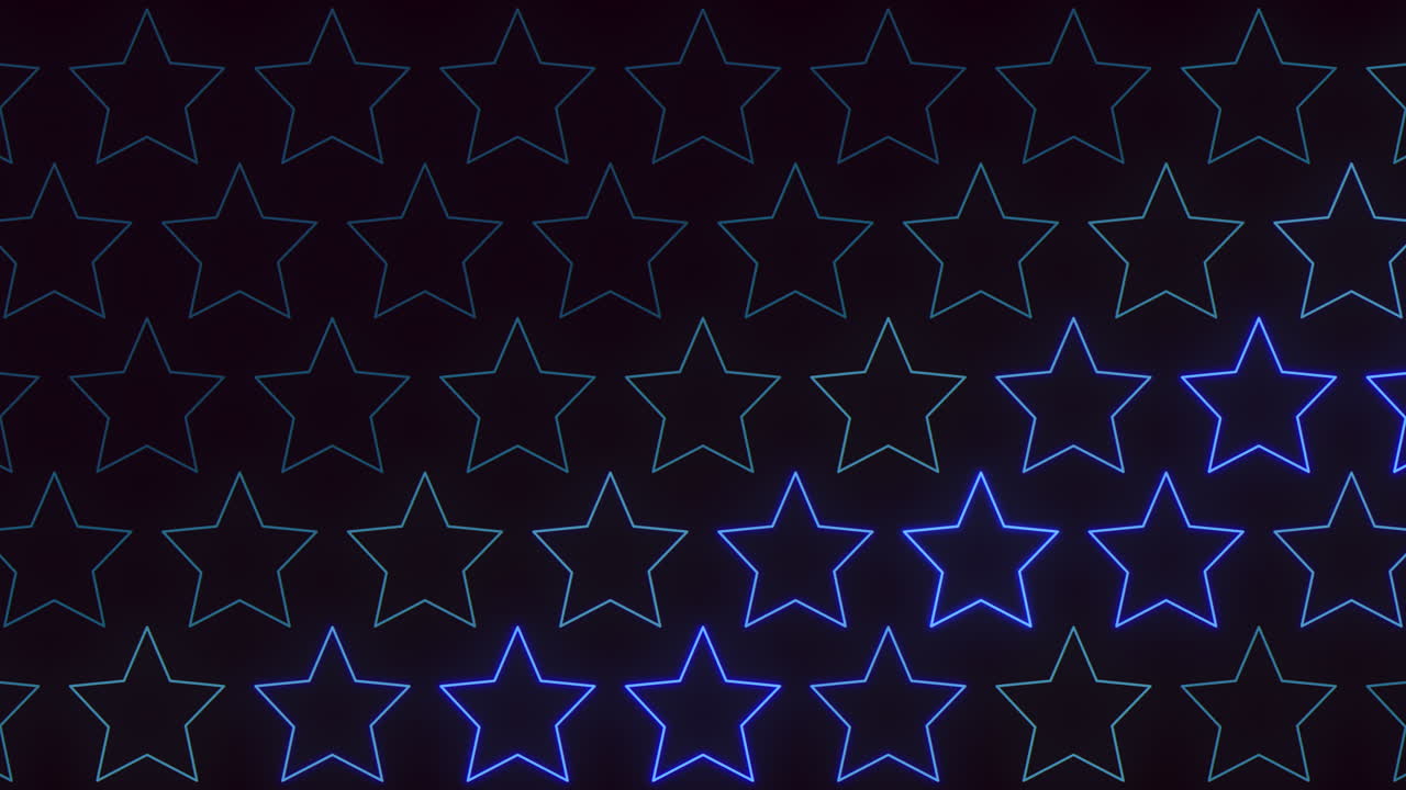 patrón de estrellas de neón sin costura en el gradiente negro