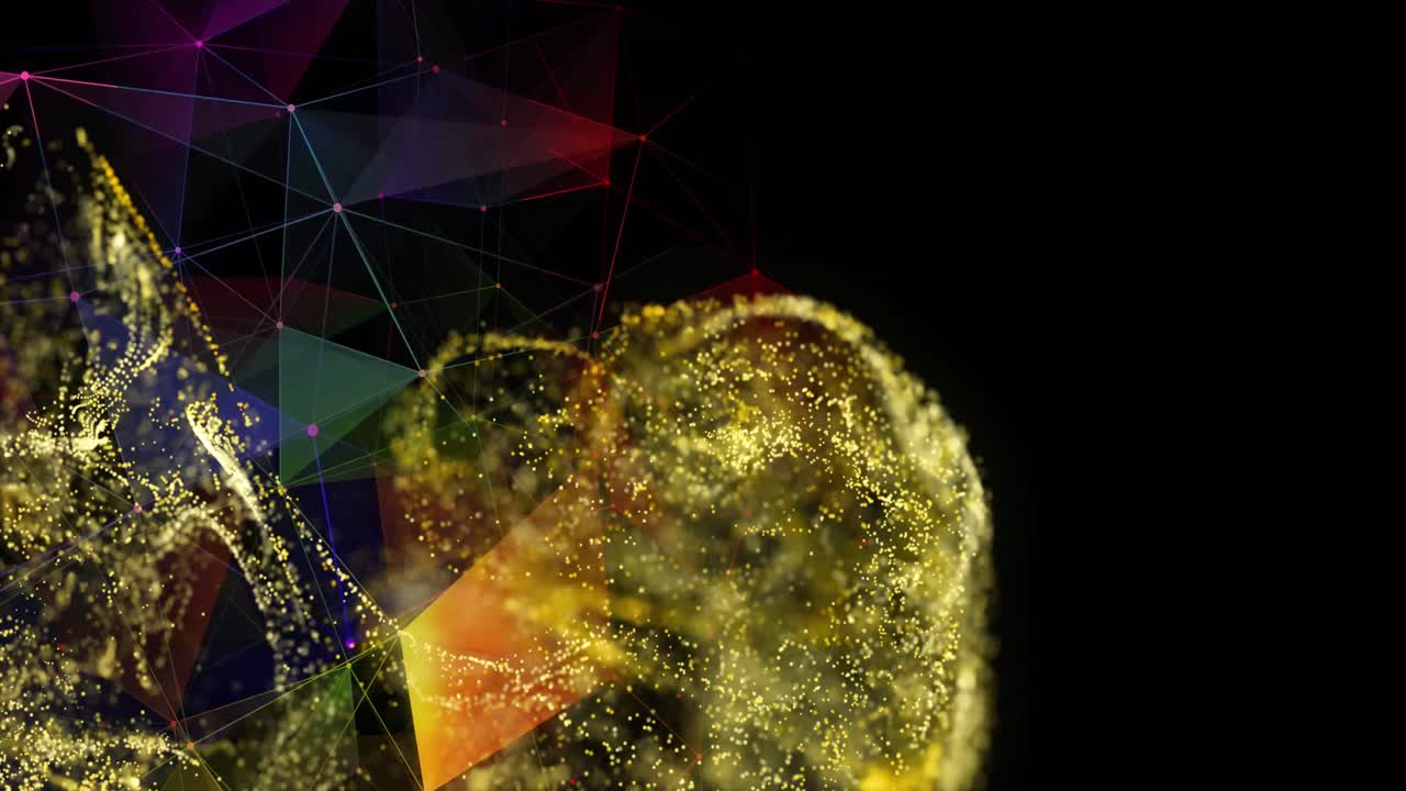 animación de luces brillantes en movimiento y ondas y conexión sobre fondo negro