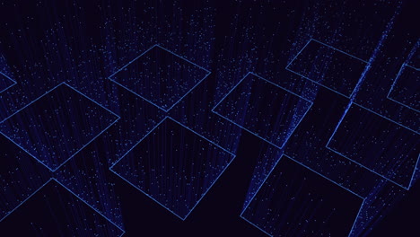 floating blue grid ethereal lines illuminate the darkness