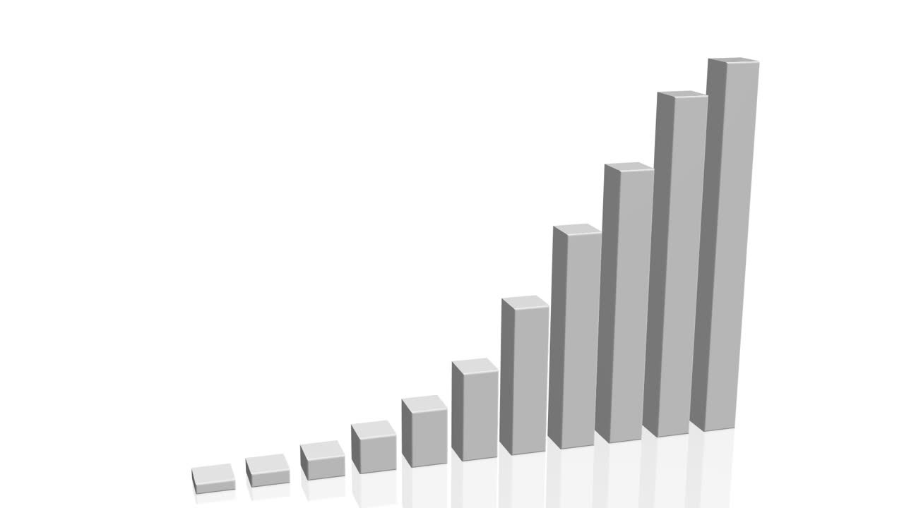 3D Bar Graph Showing Growth or Progress