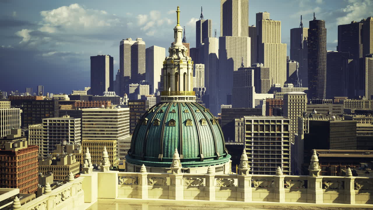 Skyline view from a historic dome in a bustling city during daylight hours