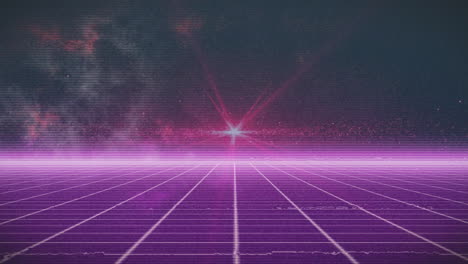 animation of glowing light over mesh grid on black background