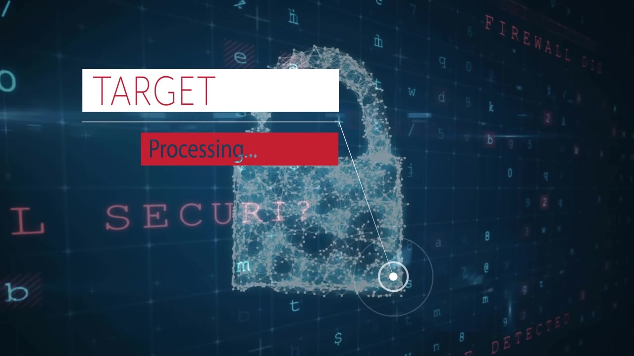 Animation of data processing over padlock