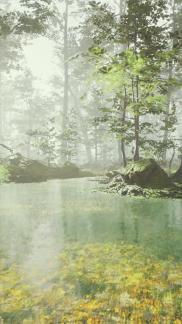 estanque de bosque de niebla