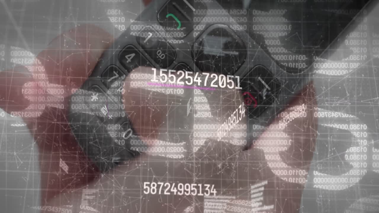 전화를 사용하여 손으로 데이터 처리의 애니메이션