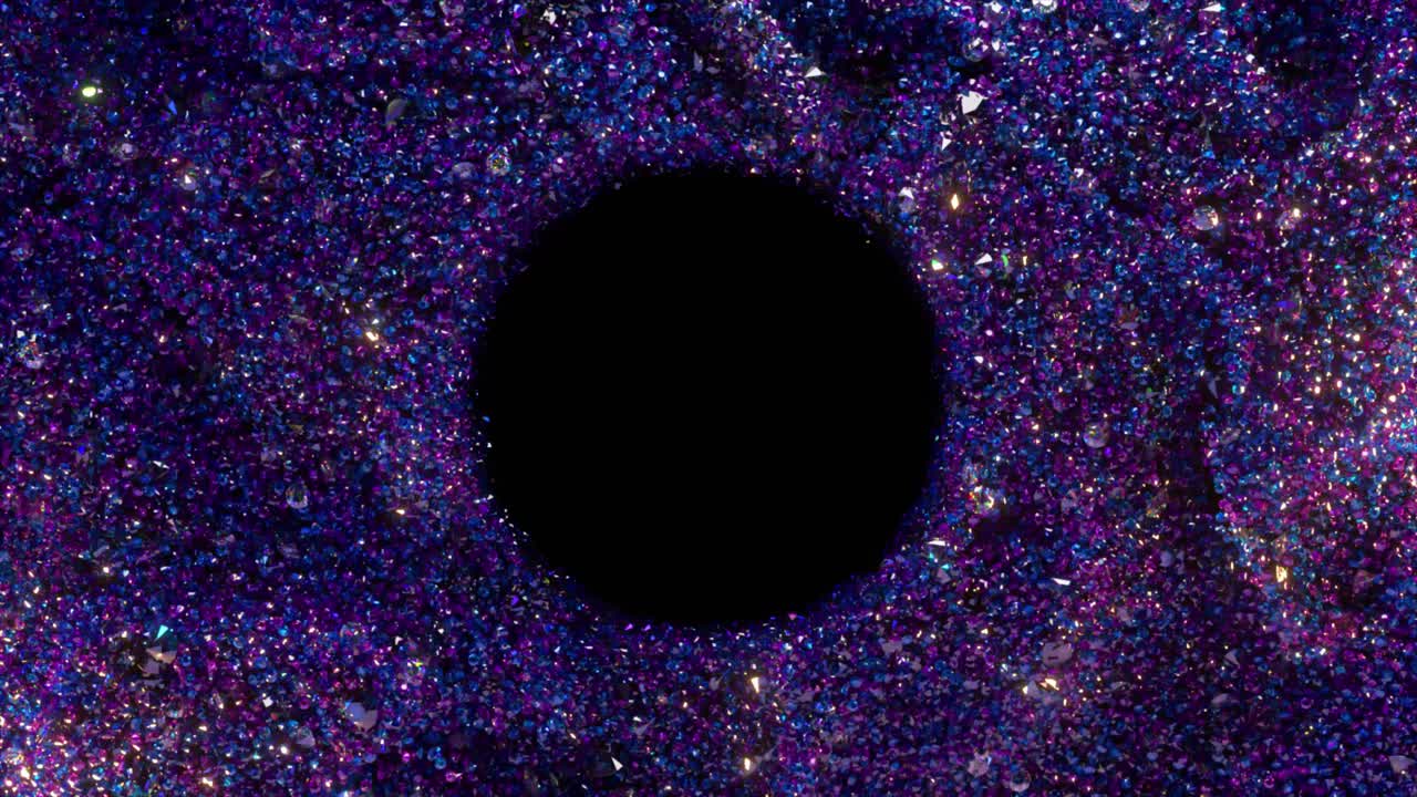 Lilla og blå glimmerbaggrund med sort cirkel